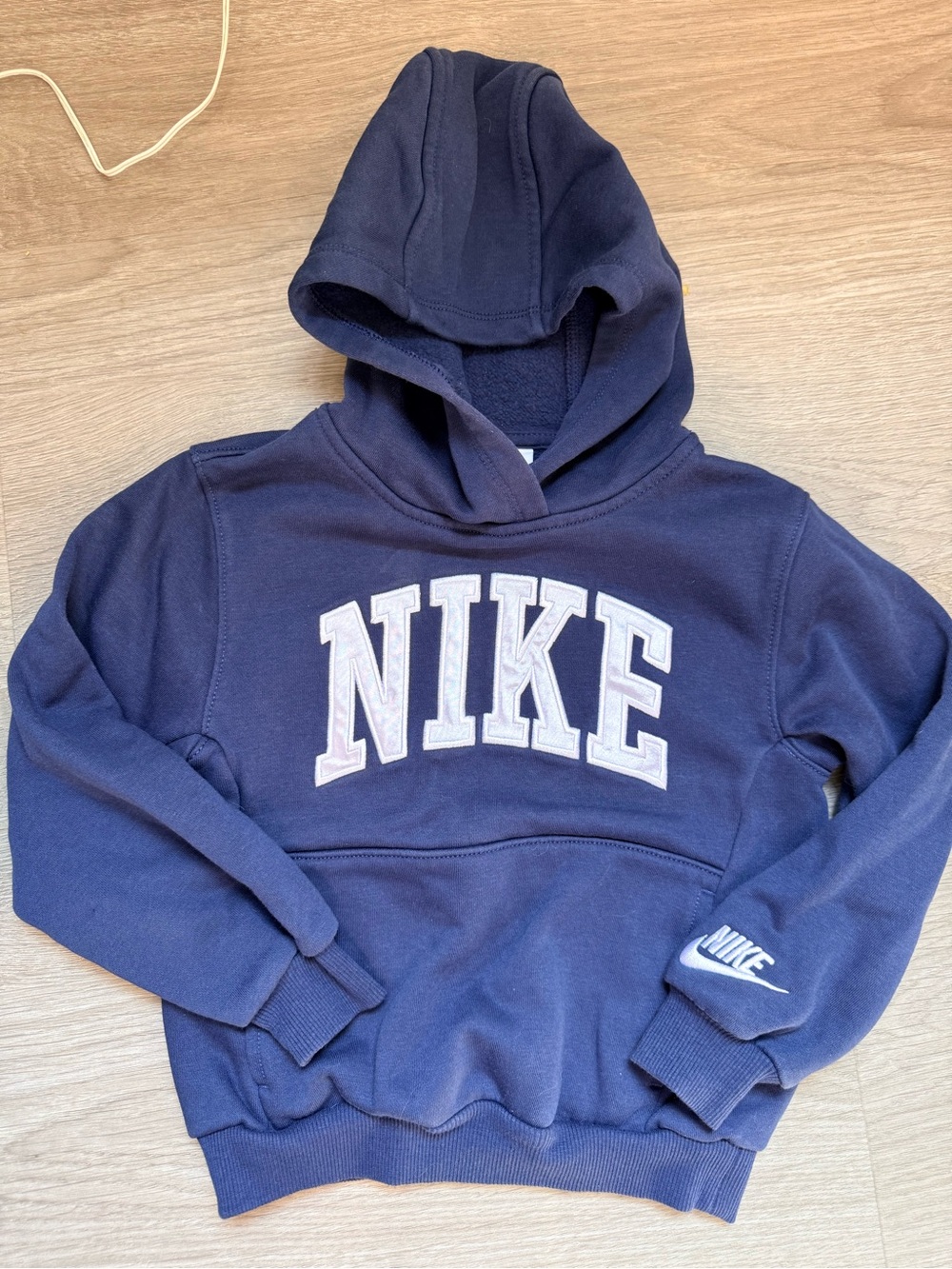 Nike Youth Dark Blue Pullover Hoodie with White Logo